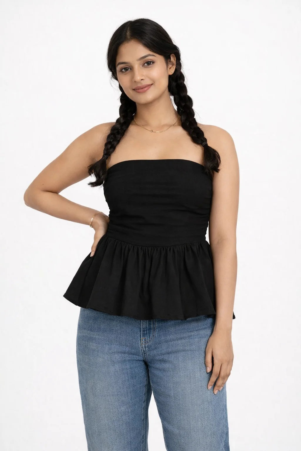 Soft Aura Peplum Tube Top