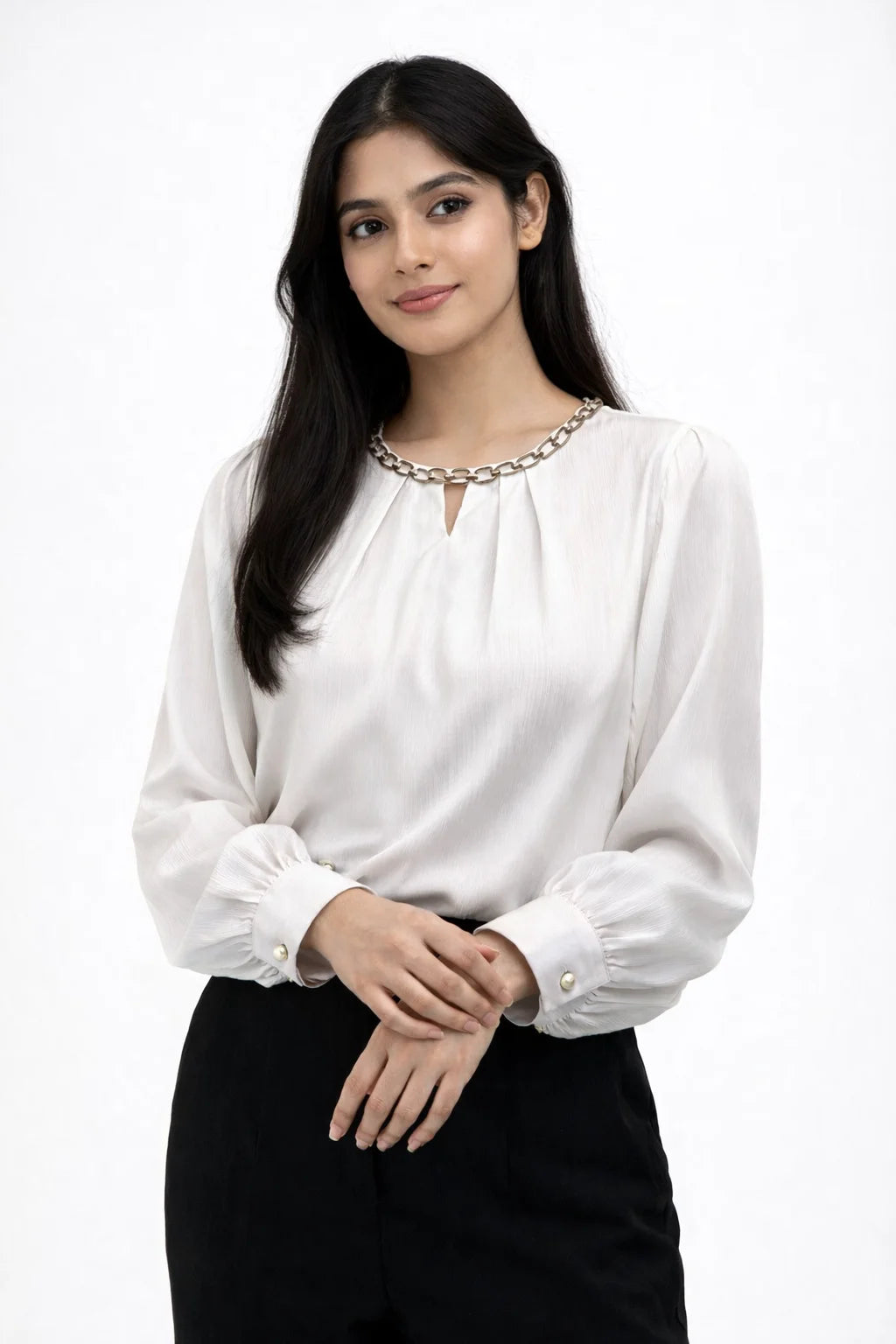 Elegant Chain-Detail Top