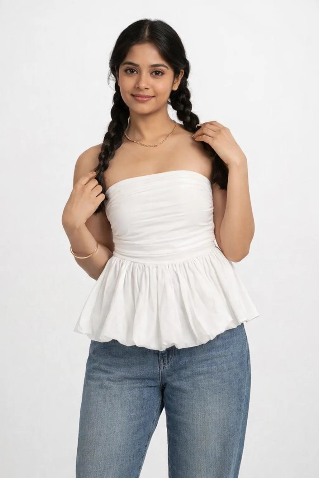Soft Aura Peplum Tube Top