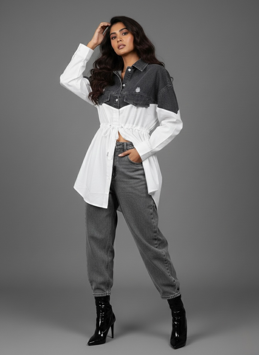 DualTone Utility Shirt Dress