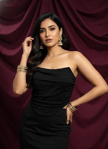 Veil Ruched Tube Top