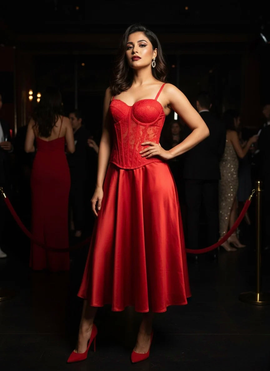 Crimson Allure Corset Top